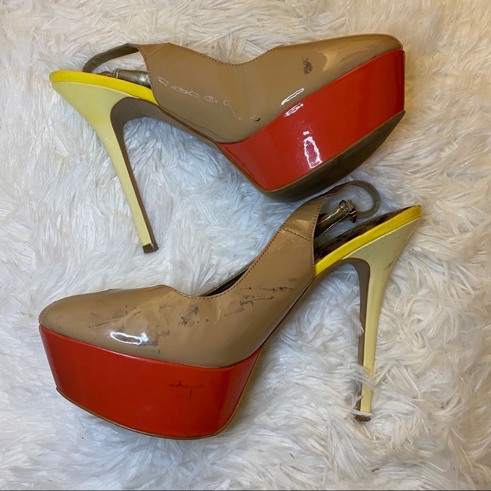 Sam Edelman Tan  Peep Toe Platform Heels Size 9